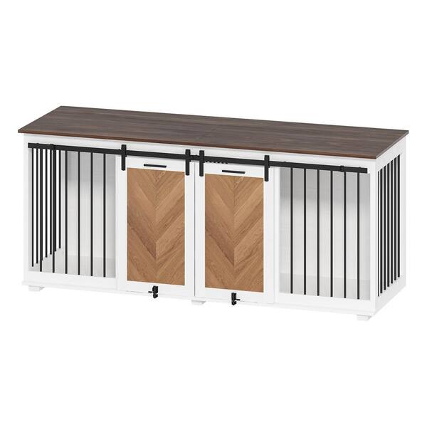 FUFU&GAGA 72.4 in. Large Dog Crates Kennel Furniture for 2 Medium or