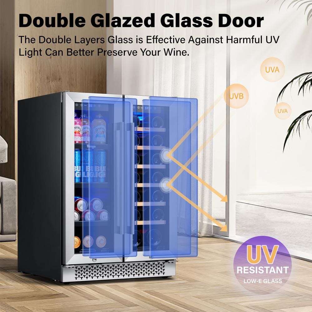 24 Inch Stainless Steel Dual Zone Wine and Beverage Cooler