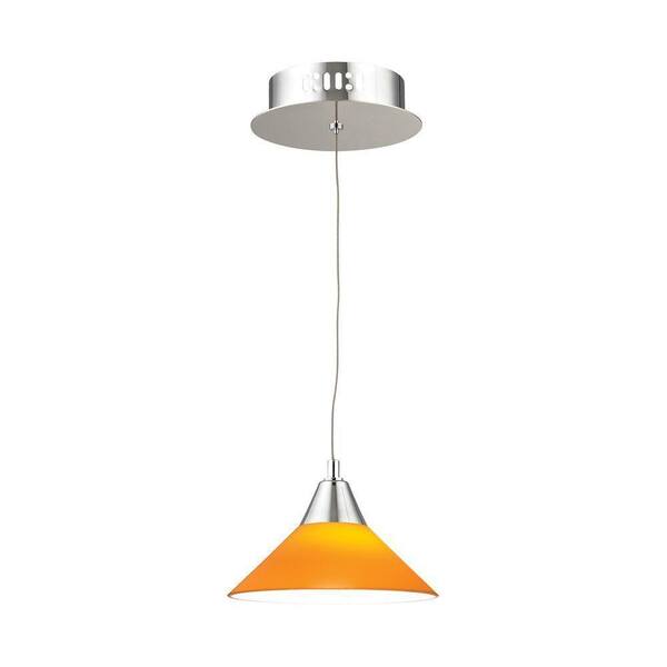 Titan Lighting Cono 1-Light Chrome with Yellow Glass LED Pendant