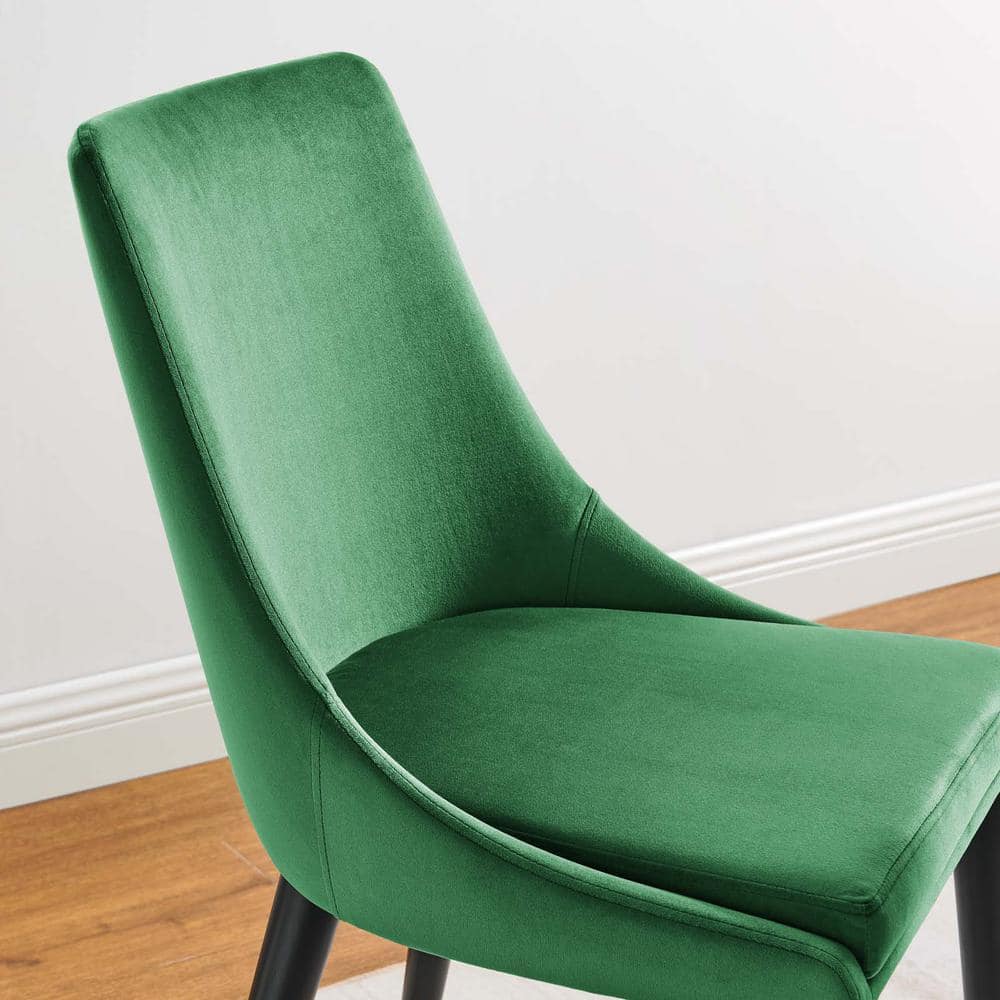 Emerald Velvet & Black Metal Frame Dining Chairs - Set of 2