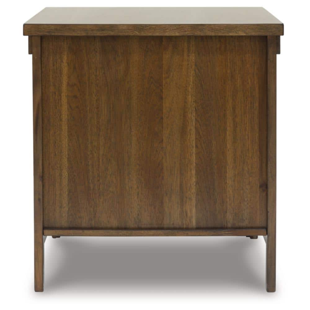 Rustic Brown Wood End Table with Storage Cabinet