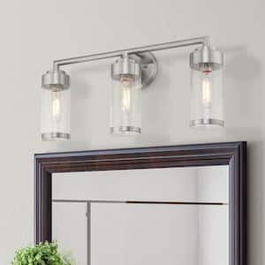 Cavanaugh 23.5 in. 3-Light Brushed Nickel Vanity Light with Clear Glass
