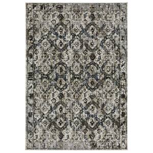 Galleria Charcoal 6 ft. x 9 ft. Oriental Medallion Distressed Polyester Indoor Area Rug