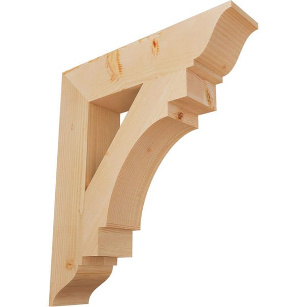 Ekena Millwork 5.5 in. x 32 in. x 28 in. Douglas Fir Merced Traditional Smooth Bracket