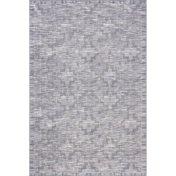 Elia Casual Geometric Machine Washable Blue 7 ft. x 9 ft. Area Rug