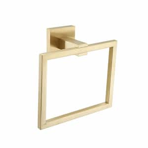 Wall Mounted Towel Ring Bathroom Hand Towel Holder Stainless Steel Square Towel Hangers Wall Mounted in Brushed Gold