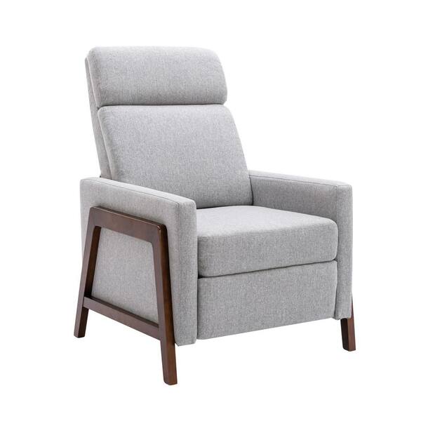 Spaco Gray Linen Wood-Framed Upholstered Recliner Chair with Thick Seat  Cushion and Backrest ZZ701YC001 - The Home Depot