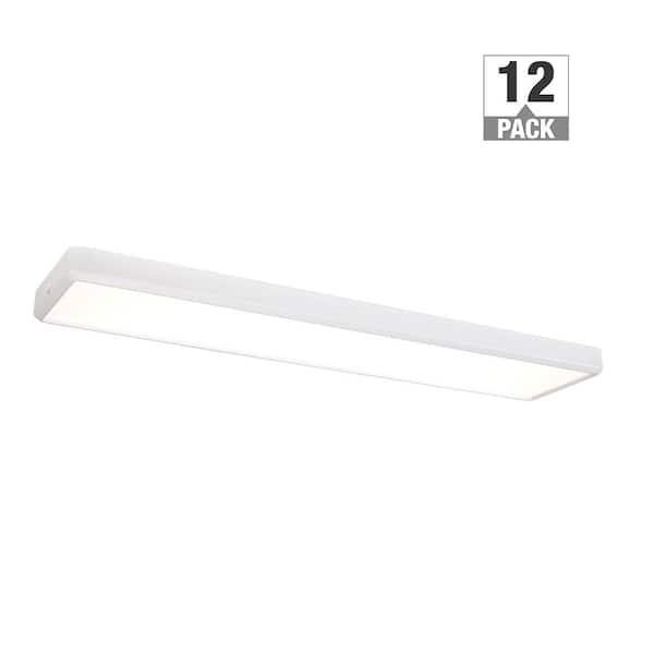 4 ft. x 10 in. White Back-Lit LED Panel Light Fixture 4000LM 50W 3000K 4000K 5000K Dimmable Kitchen Lighting (12-Pack)