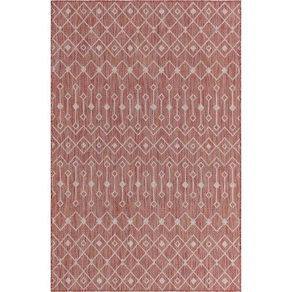 Unique Loom Outdoor Trellis Area Rug (7' x 10' - Rust Red)