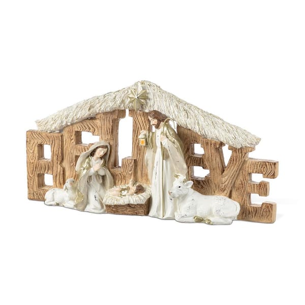 8 in. Resin BELIEVE Holy Family Christmas Figurine