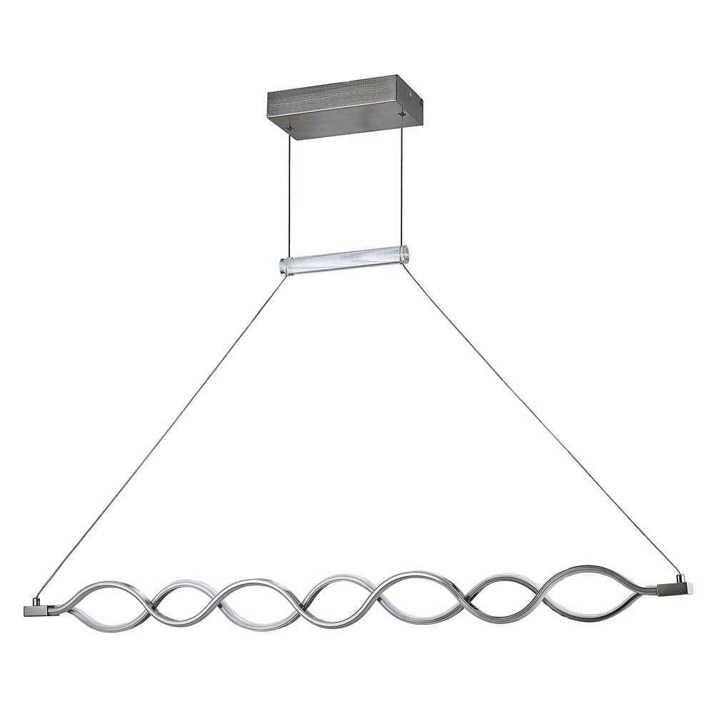 LE9721 36-Watt 2 Lights Brushed Nickel Finish Wave Integrated LED Pendant L