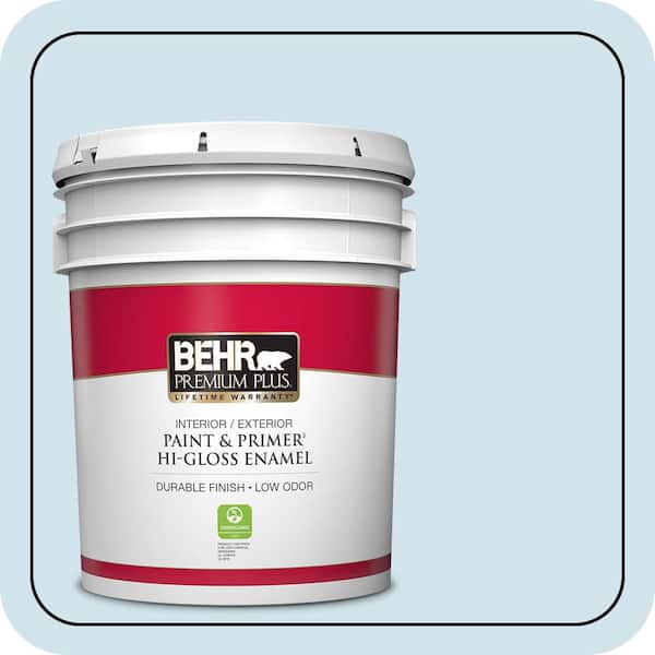 BEHR PREMIUM PLUS 5 gal. #550A-1 Sea Sprite Hi-Gloss Enamel Interior/Exterior Paint & Primer