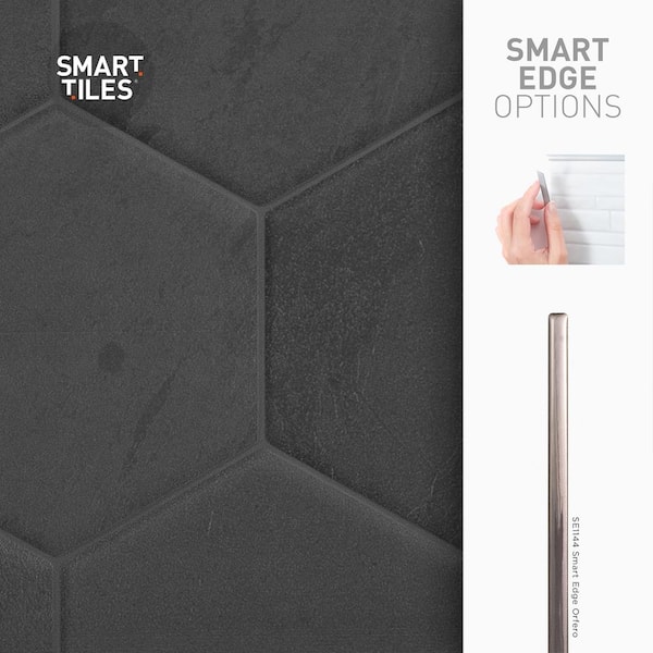 Smart Tiles Matte Black Hexagon Peel and Stick Tile Backsplash