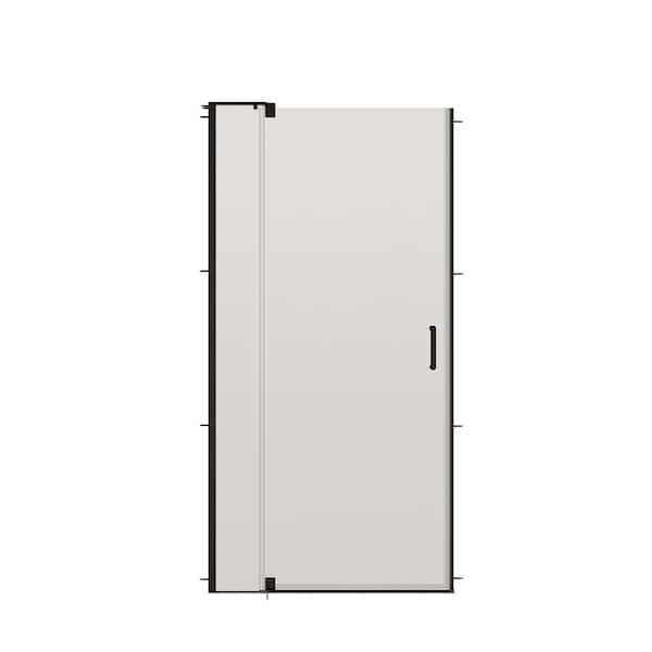 Wilder 30 to 36 in. W x 71-3/4 in. H Frameless Pivoting Shower Door in Black with 1/4 in. Clear Glass