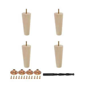 6 in. x 2-5/16 in. Mid-Century Unfinished Hardwood Round Taper Leg (4-Pack)