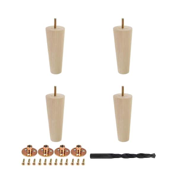 American Pro Decor 6 in. x 2-5/16 in. Mid-Century Unfinished Hardwood Round Taper Leg (4-Pack)
