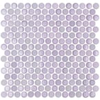 Contempo Lavender Circles 11-12 in. x 12 in. 8 mm Polished and Frosted Glass Mosaic Tile(0.96 sq. ft. )