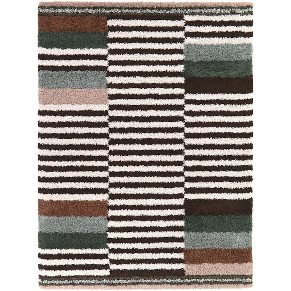 Katz Brown 7 ft. 10 in. x 10 ft. Striped Area Rug