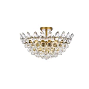 Timless Home 20 in. 5-Light Contemporary Brass Flush Mount with No Bulbs Included