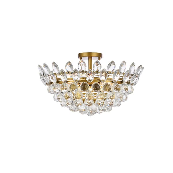 Unbranded Timless Home 20 in. 5-Light Contemporary Brass Flush Mount with No Bulbs Included
