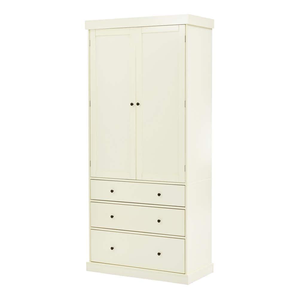 35 in. W x 17.7 in. D x 77 in. H in Cream MDF Ready to Assemble Kitchen Cabinet with 3 Adjustable Shelves and 3-Drawers