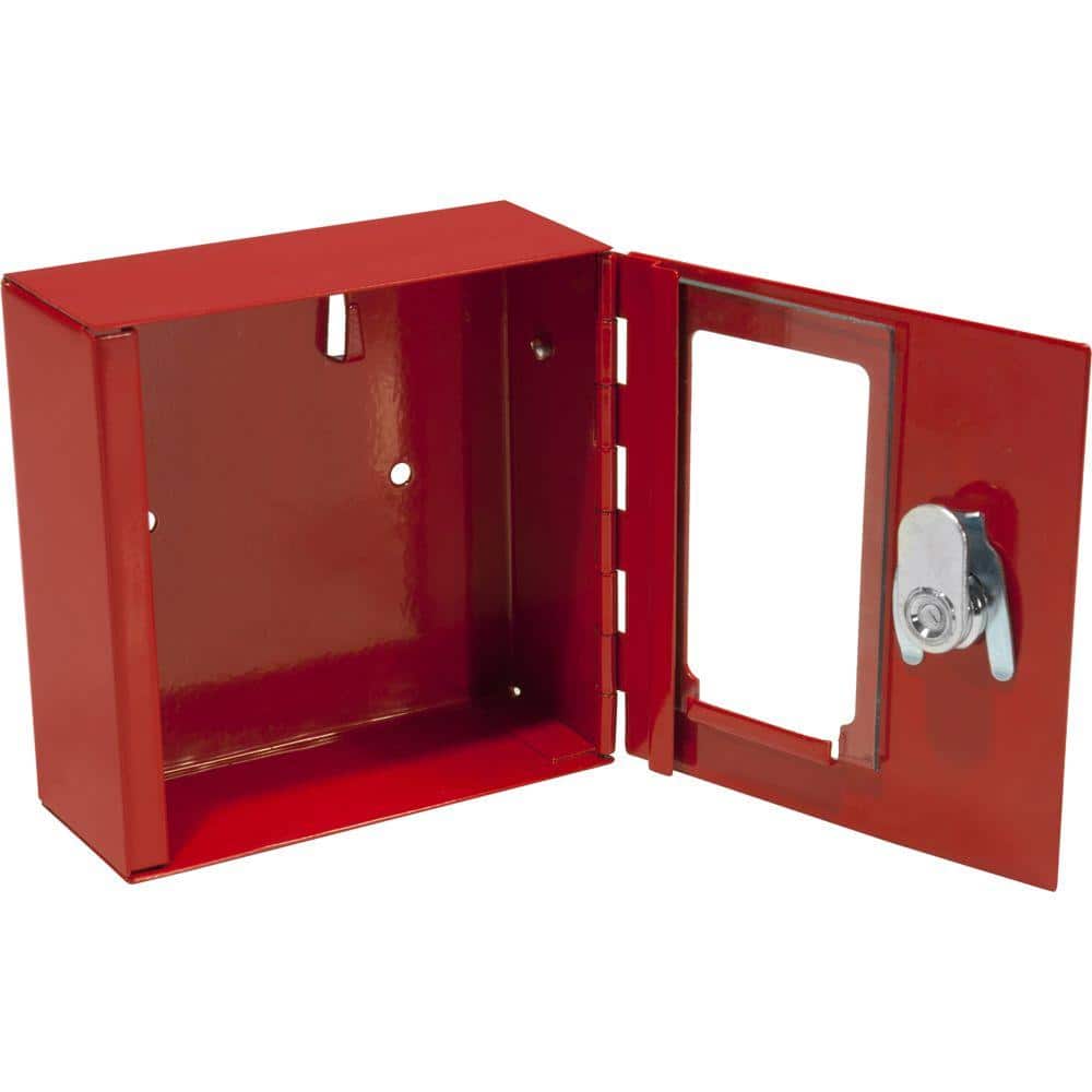 Bright Red Glass and Steel Emergency Key Lock Box