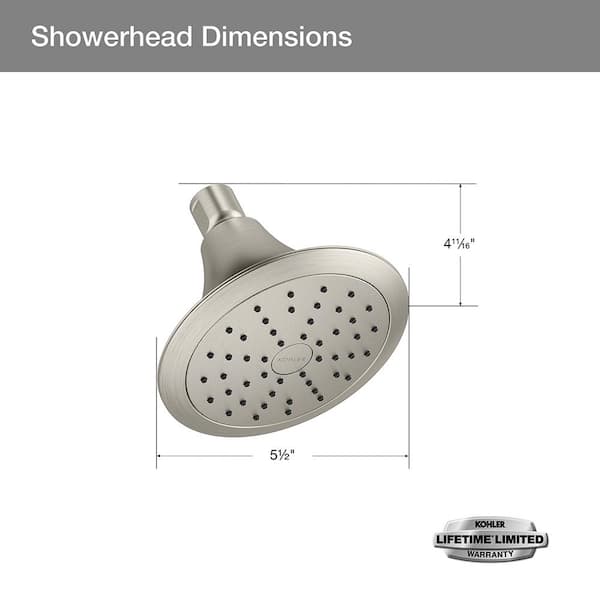 Kohler Forte 1 Spray 5 5 In Single Wall Mount Fixed Shower Head In Vibrant Brushed Nickel R102 G Bn The Home Depot