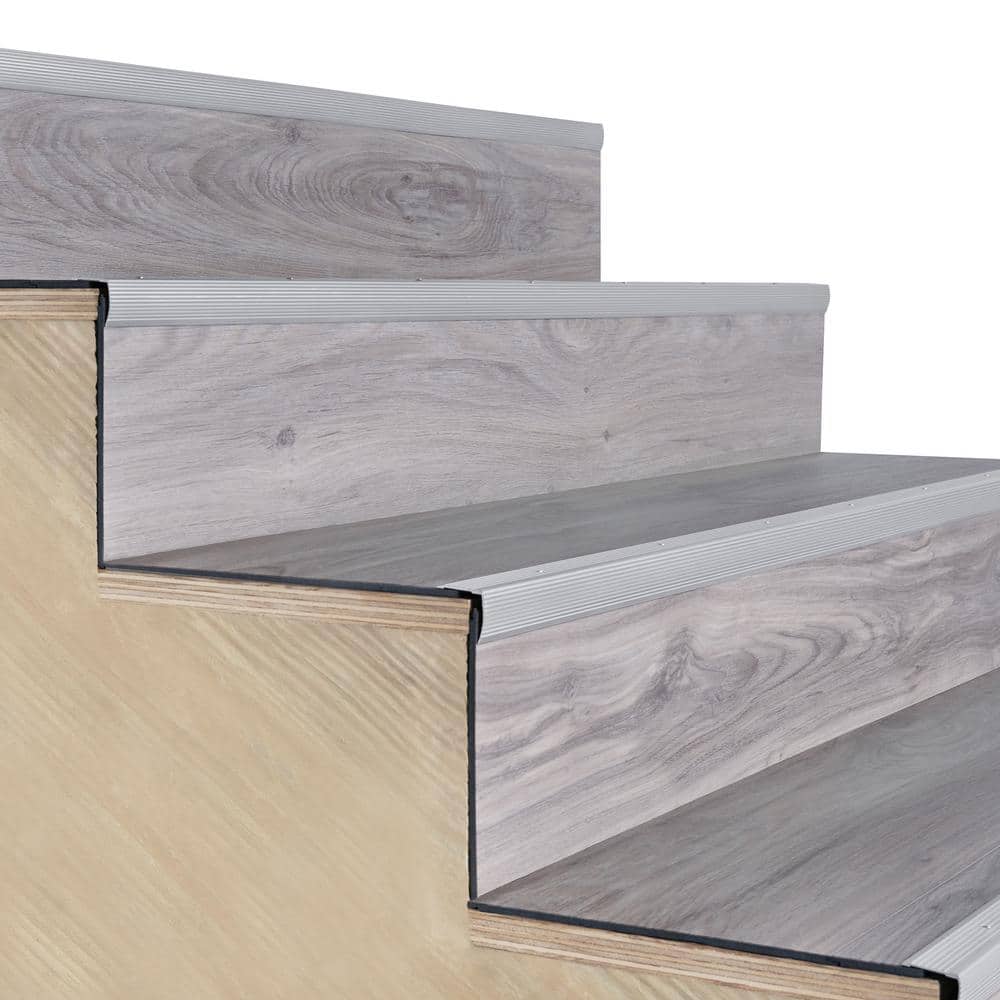 Silver Aluminum Fluted Stair Edge Moulding 73.63"