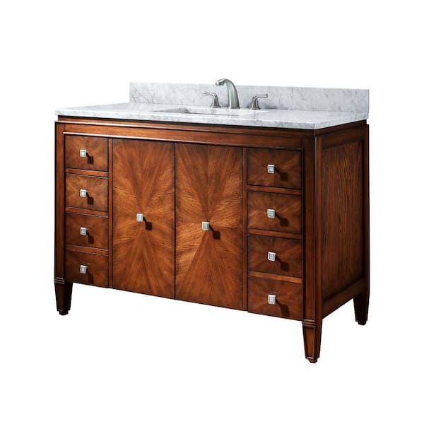 Brentwood 49 in. Single Sink New Walnut Bath Vanity with Carrara White Top