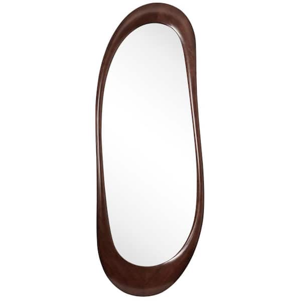 Dark Brown 22 in. W x 63 in.H Irregular Asymmetrical Full Length Wall Mirror, Decorative Mirror with Wood Framed