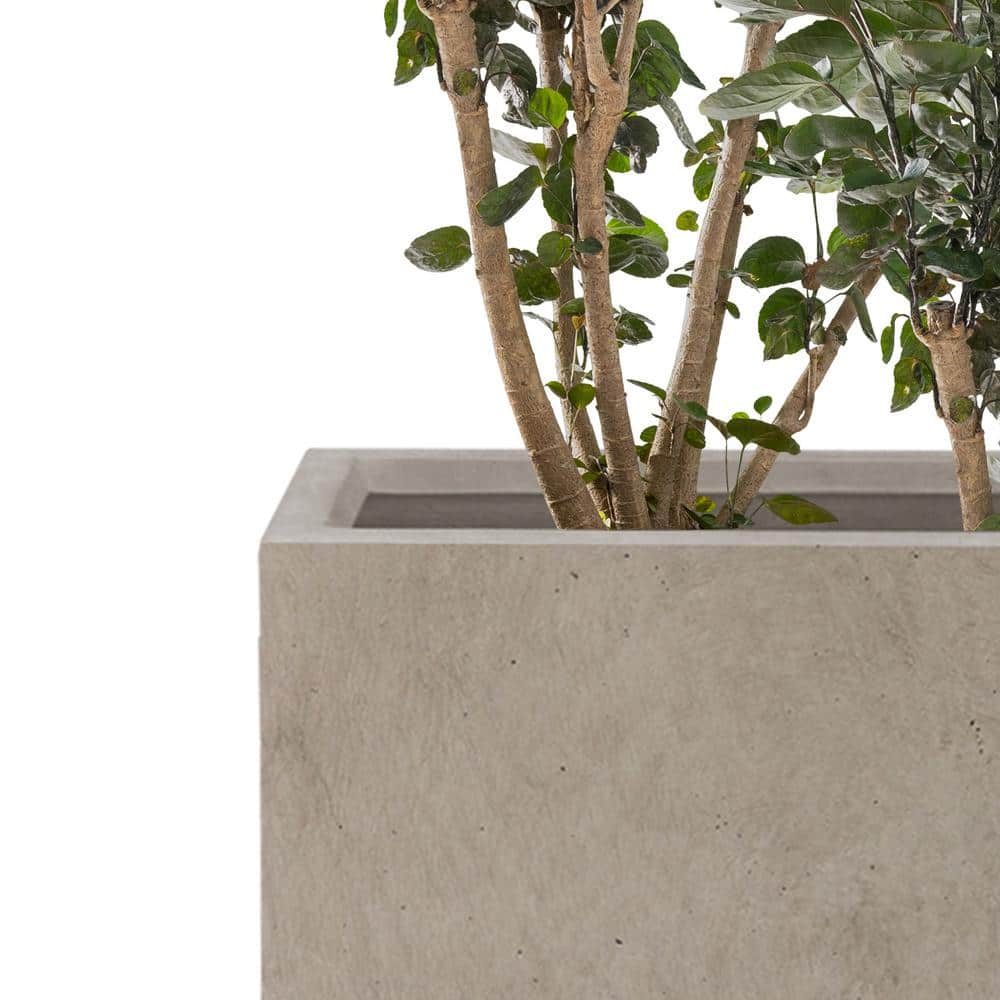 Weathered Concrete Rectangular Planters Set with Drainage Holes