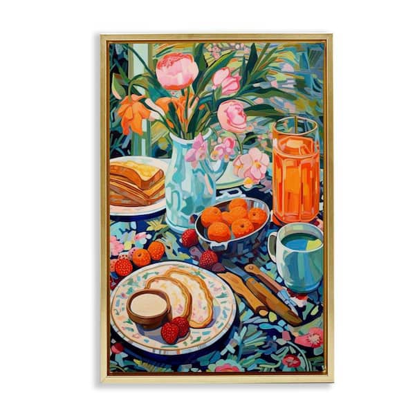 Stupell Industries Bright Breakfast Spread by LSR Design Studio Gold Floater Frame Food Graphic Art Print 25 in. x 17 in.