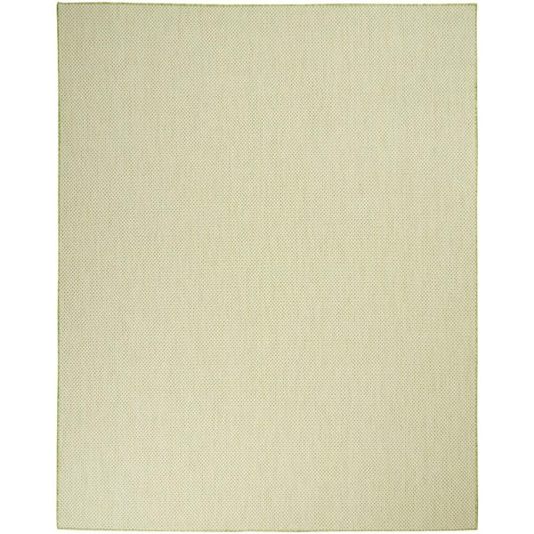 Nourison Courtyard Ivory Green 8 ft. x 10 ft. Geometric Contemporary Indoor/Outdoor Patio Area Rug