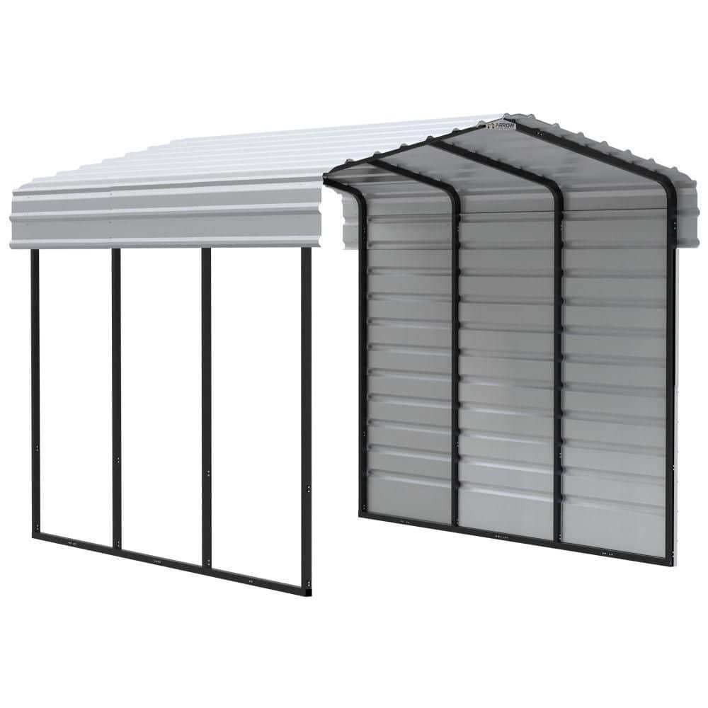 ARROW 10 ft. W x 15 ft. D x 9 ft. H Eggshell Galvanized Steel Carport with 1-Side Wall Kit (CPH101509ECL1)