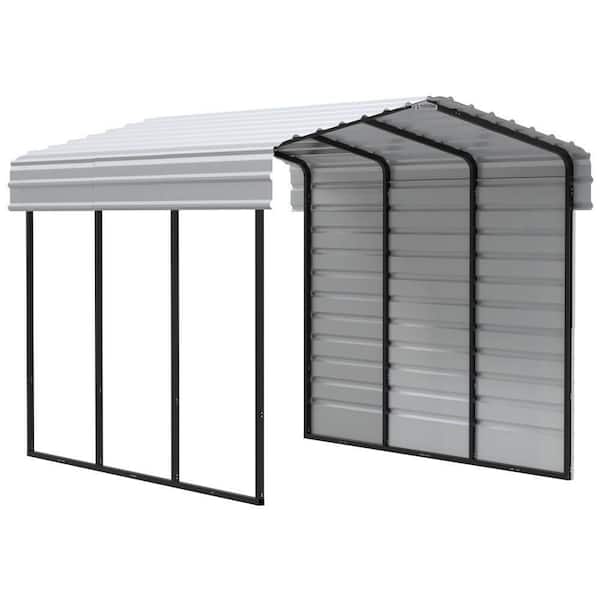 10 ft. W x 15 ft. D x 9 ft. H Eggshell Galvanized Steel Carport with 1-Side Wall Kit