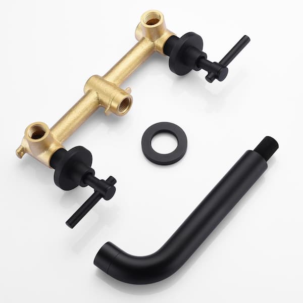 SUMERAIN Contemporary Double Handle Wall Mount Roman Tub Faucet