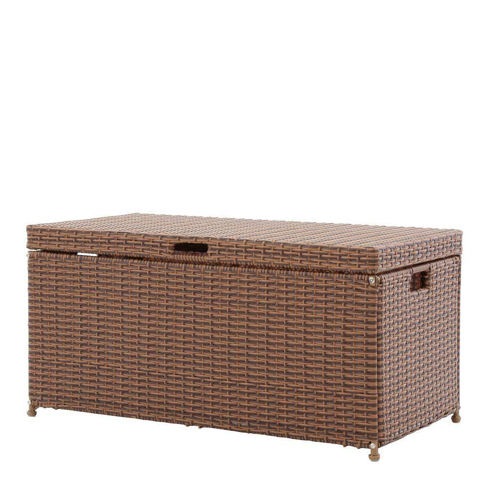 Honey Wicker and Steel 40" Outdoor Deck Storage Box