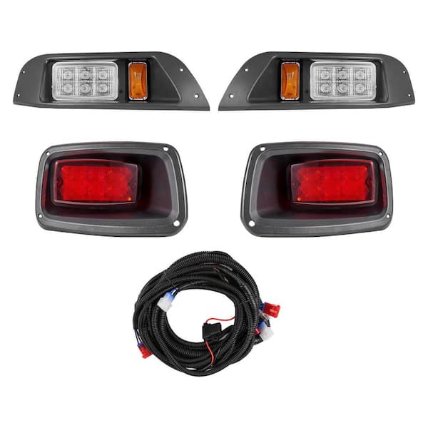 Golf Cart Light Kit, 12V, LED Headlight and Taillight Kit with Wiring Harness, Zip Ties, ABS Housing, 0.95 ft. Cable