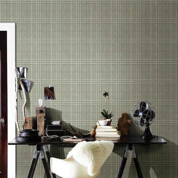 Rockefeller Sage Plaid Paper Strippable Wallpaper (Covers 56.4 sq. ft.)