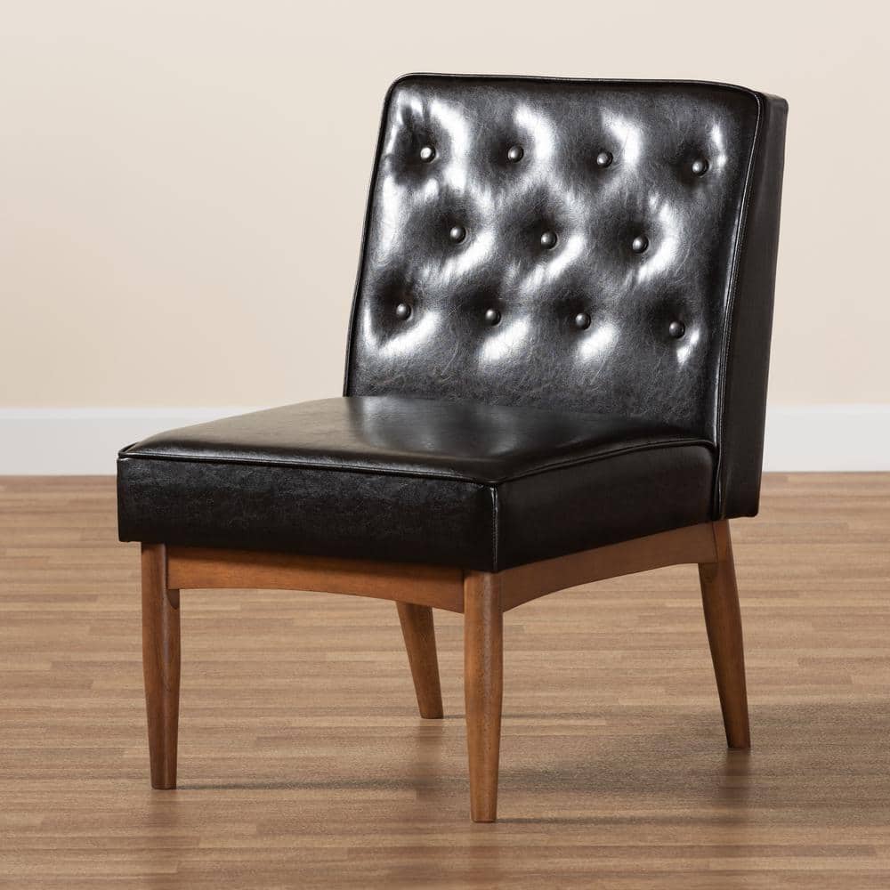 High Back Brown Wood and Cane Arm Chair