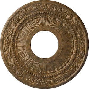 7/8 in. x 12-1/8 in. x 12-1/8 in. Polyurethane Nadia Ceiling Medallion, Rubbed Bronze