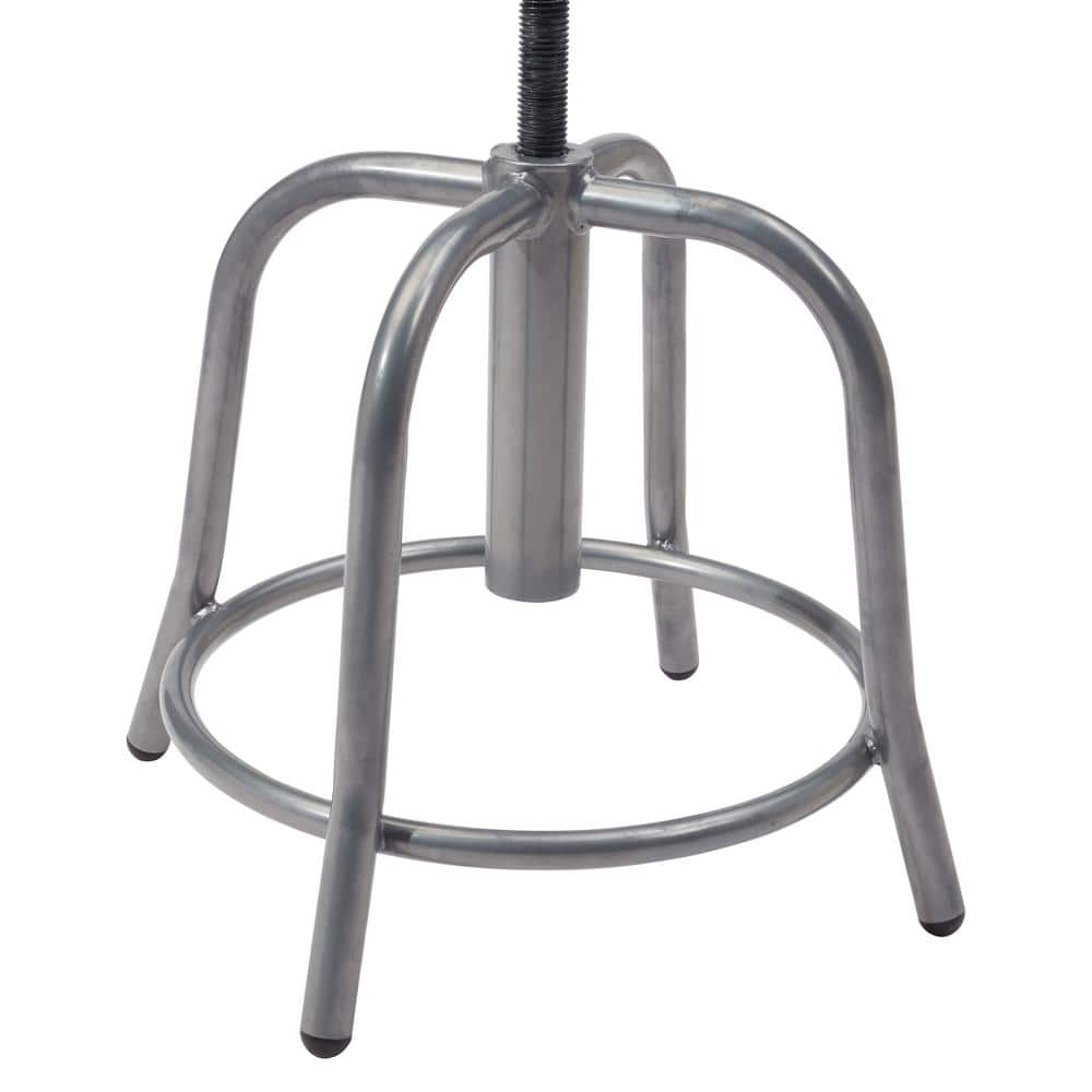 Adjustable Height Swivel Stool with Persian Blue Seat and Gray Metal Frame