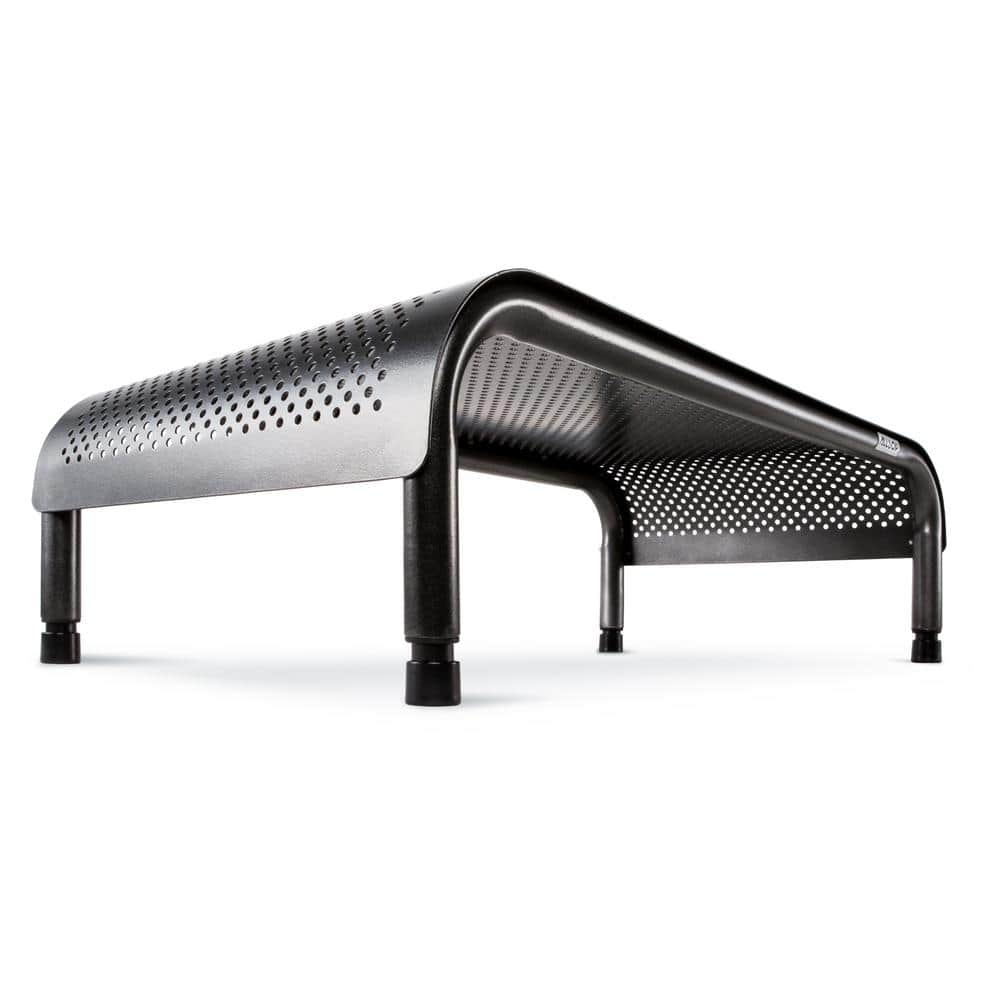 Black Adjustable Height Metal Monitor Stand with Powder Coated Finish