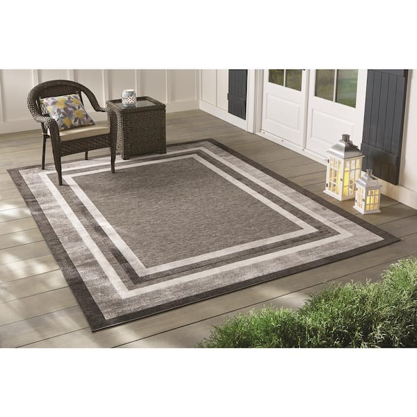 Eternity Black 8 ft. x 10 ft. Indoor/Outdoor Patio Area Rug