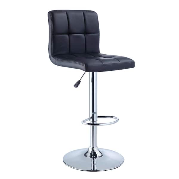 Powell Company Gonzales Adjustable Height Barstool with Black Faux Leather Seat and Back