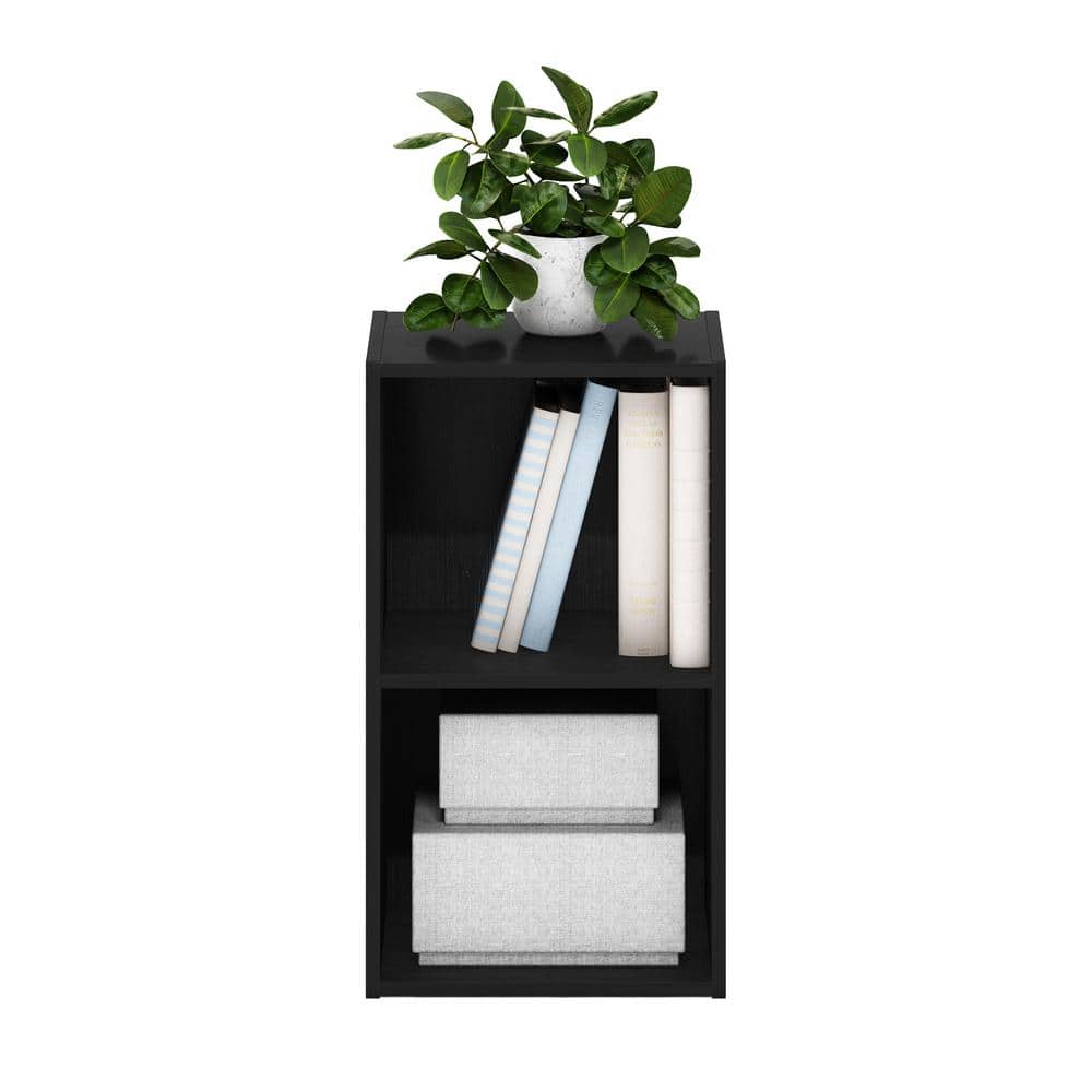 Black 2-Tier Composite Wood Cube Bookcase