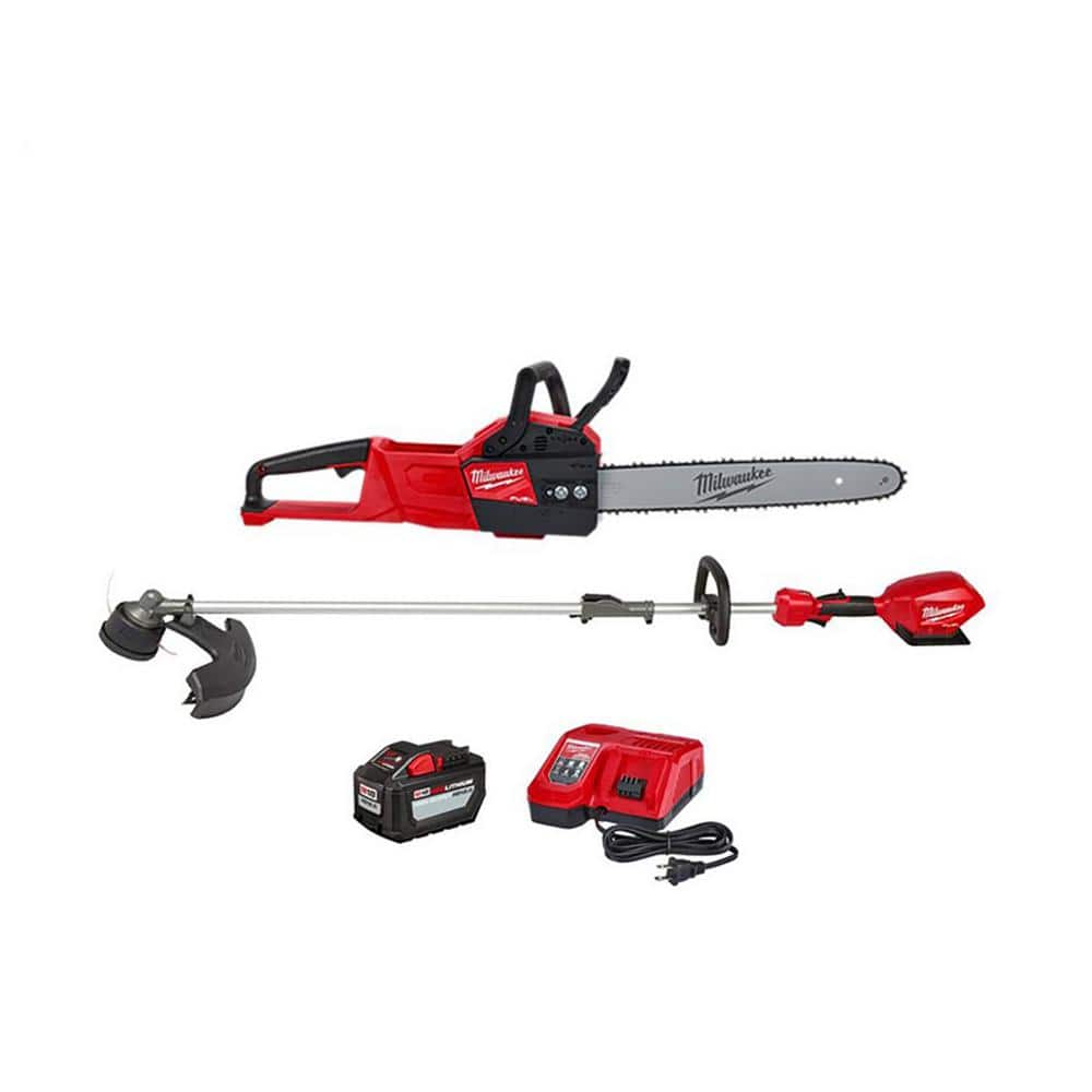 Milwaukee M18 FUEL 16 in. 18-Volt Lithium-Ion Brushless Battery Chainsaw Kit & M18 FUEL String Trimmer Combo Kit(2-Tool) -  2727-21HD-2825