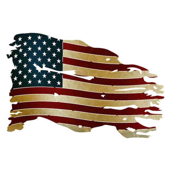 Unbranded US Tattered Flag Steel Wall Art