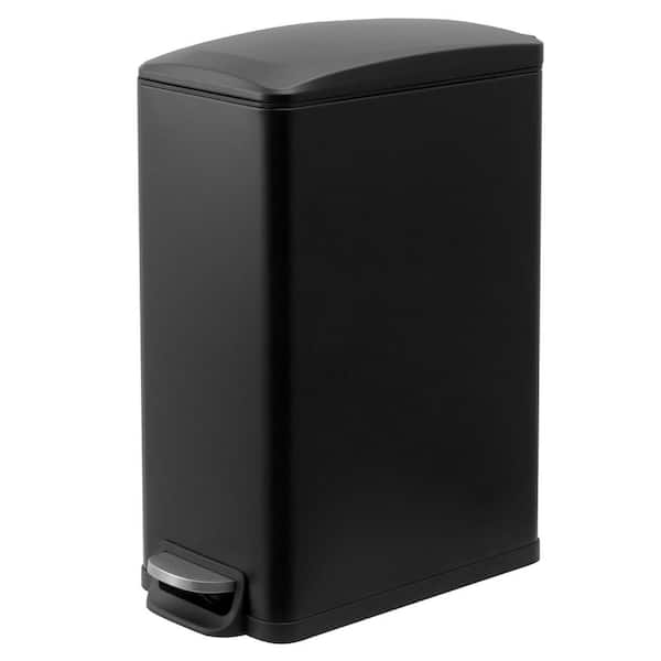 Innovaze 11.9 Gal. Matt Black Slim Metal Household Trash Can, Kitchen Step-On Trash Can