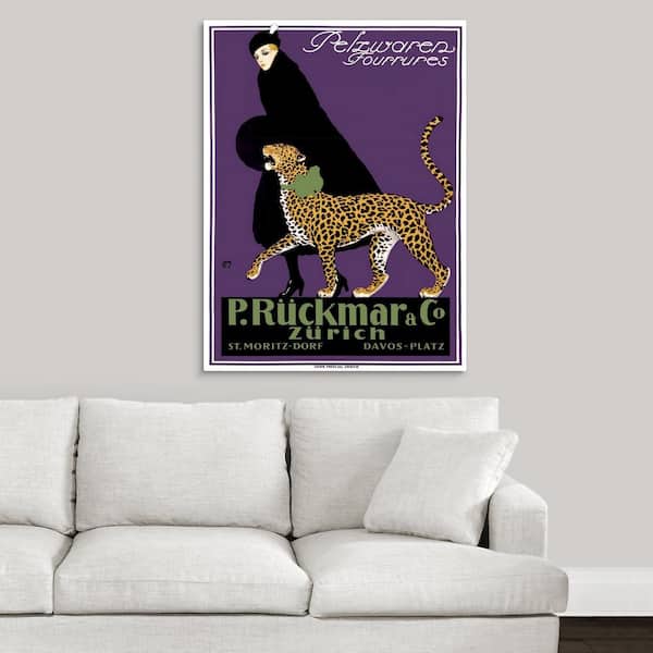 GreatBigCanvas French Ruckmar Leopard Fashion Vintage Advertising Poster by Artehouse Canvas Wall Art, Multi-Color